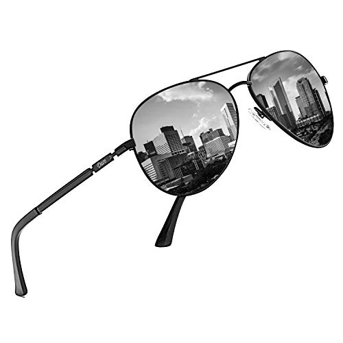 DUCO Coole Fliegerbrille Sonnenbrille Klassische Unisex Pilotenbrille UV400 Filterkategorie 3 CE 3025K (Gestell: Schwarz, Gläser: Grau)