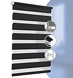 Home-Vision® Duo Rollo Klemmfix, Doppelrollo ohne Bohren mit Klämmträgern, Rollos für Fenster und Türen (Schwarz, B45cm x H150cm)
