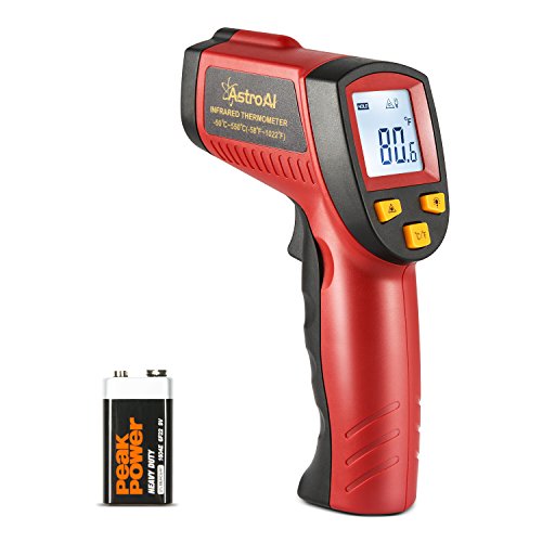 AstroAI Digital Laser Infrarot Thermometer, Berührungslos Temperaturmessgerät IR Pyrometer LCD Beleuchtung Temperaturmesser -50°C bis +550°C, Rot und Schwarz