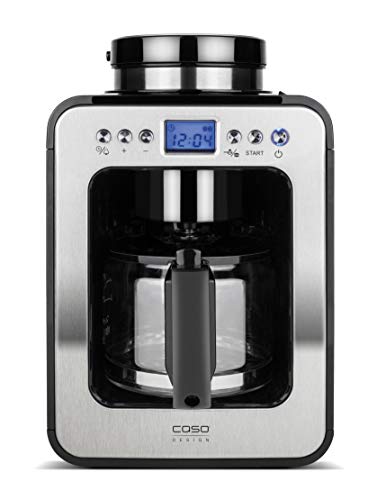 CASO 1848 Coffee Compact electronic – Design- Kaffeemaschine mit Mahlwerk, 4 Tassen Kaffee, auch vorgemahlenes Kaffeepulver geeignet, Brüh- & Mahlwerk entnehmbar, LCD-Display, Timer, Warmhaltefunktio