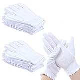 PERFETSELL 12 Paar Weiße Handschuhe Baumwolle Weiche Baumwollhandschuhe Atmungsaktive Arbeitshandschuhe Damen Stoffhandschuhe für Inspektion von Schmuck Münzen Silber Oder Empfindlichen Oberflächen