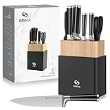 SANHUI 8-Teilig Messerset mit Block und Schärfer für Küche, Messer block set mit Küchenmesser, Kochmesser, Brotmesser, Schnitzmesser, Küchenscheren