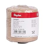 Rayher 7205303 Kettgarn, Rolle 220 m, Nr. 9, 0,8 mm stark, 6-fädig, beige, 100% Baumwolle, zum Bespannen von Webrahmen