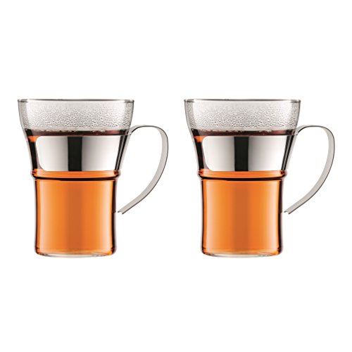 Bodum ASSAM 2-teiliges Kaffeeglas-Set (Metallgriff, Spülmaschinengeeignet, 0,35 liters) glänzend