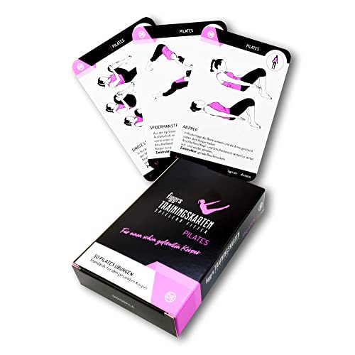 figgrs® Pilates - 57 Trainingskarten mit 50 Figurtraining Fitnessübungen für einen schönen, Straffen & gesunden Körper I Ohne Gerät überall durchführbar I Für Männer und Frauen