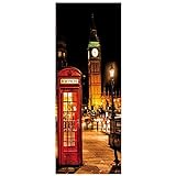 77 * 200cm London Nachtansicht 3D Tür Wandbild Big Ben Telefonzelle Vinyl Wandaufkleber Hauptdekoration Stadt Straße Stil Tapete