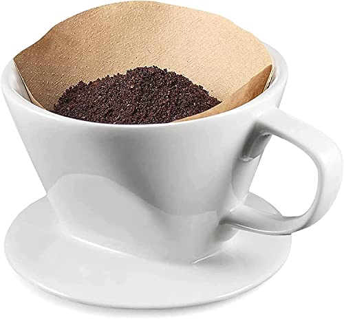 TGetWorth Kaffeefilter Porzellan größe 4 Tassen,Filter Handfilter Kaffeefilter Dauerfilter für 2-4 Tassen, Weiß Permanent Kaffeefilter