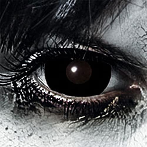 Schwarze farbige Kontaktlinsen Mini Sclera ohne Sehstärke 1 Paar Zombie Vampir Cosplay Fastnacht Zombie Schminke von King of Halloween