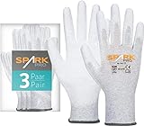 ACE Spark Pro Antistatik-Handschuh - 3 Paar Schutz-Handschuhe für PC & Elektronik - EN 388/16350-09/L (3er Pack)