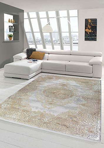 Merinos Hochwertiger Orientteppich mit klassischen Ornamenten in Beige Größe 80x150 cm