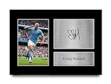 HWC Trading A4 Erling Haaland Manchester City Geschenke Gedrucktes Signiertes Autogramm Foto für Fußball Anhänger and Fans