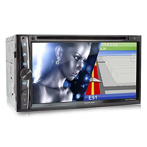 XOMAX XM-2DN6914 Autoradio mit Mirrorlink, GPS Navigation, Navi Software, Bluetooth Freisprecheinrichtung, 6,9 Zoll 17,5cm Touchscreen, FM Tuner, DVD, CD, SD, USB, 2 DIN