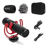 Movo VXR10-PRO Externes Videomikrofon für Kamera mit Rycote Lyre Stoßdämpfer - Kompaktes Richtrohrmikrofon und Zubehör, kompatibel mit Smartphones und DSLR-Kameras - batterieloses DSLR-Mikrofon