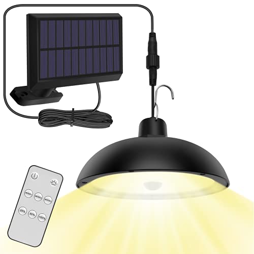 Solar Hängelampen für Außen, 4 Modi Solarlampen für Außen 78 LED Solarleuchten mit Bewegungsmelder/Fernbedienun/IP65 Wasserdichte/Verstellbarem Solarpanel für Gartenhütte/Balkon/Pavillon(Warmweiß)