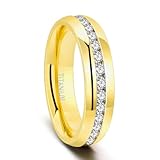 Zakk Damen Eternity Ring Titan Ewigkeitsring Eheringe 4mm 6mm Silber Memoire Ringe Hochzeitsring (Gold 6mm,56 (17.8))