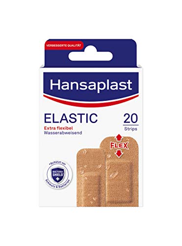 Hansaplast Elastic Pflaster (20 Strips), Wundpflaster für Gelenke und viel bewegte Körperstellen, flexibles Verbandsmaterial mit extra starker Klebkraft