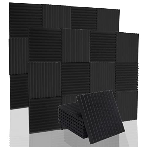 12 Stück Akustikschaumstoff Platten Schall Dämmung Noppenschaumstoff Schallabsorber Akkustik Schaumstoffmatte für Tonstudio Büro schaumstoffplatte schwarz（30 x 30 x 2.5 cm）