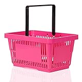 Einkaufskorb 22l Handkorb mit Tragebügel | Kunststoffkorb stapelbar | Tragekorb stabil | Plastikkorb lebensmittelgeeignet | Shopping-Basket (pink)