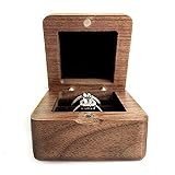 WANLIAN Walnuss-Verlobungsring-Box, Massivholz, quadratisch, Doppelring, Schmuck-Aufbewahrungsbox, verwendet für Heiratsantrag, Hochzeit
