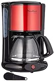 Moulinex FG360D Filterkaffeemaschine Subito | Glaskanne | 10-15 Tassen | Automatische Abschaltfunktion | Edelstahl | Rot/ Schwarz