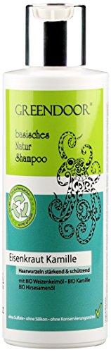 GREENDOOR Natur Shampoo Eisenkraut 200ml kraftloses Haar, ohne Sulfate/Silikon, basische Haarpflege + BIO Öle natürlich ohne Tierversuche, natural, biologisch abbaubar outdoor geeignet Naturkosmetik