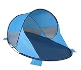 Strandmuschel Pop Up Strandzelt Dunkel- + Hellblau Polyester blitzschneller Aufbau Wetter- und Sichtschutz Duhome 5068