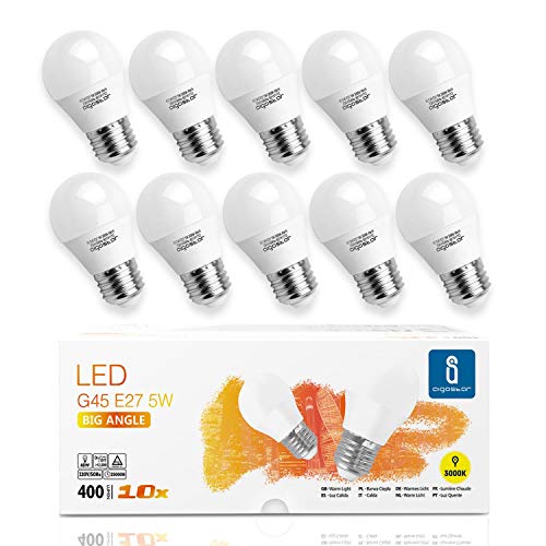 Aigostar LED Lampe E27 5W warmes Licht 3000K, 400 Lumen, 280 Grad Abstrahlwinkel, Multipack mit 10 Lampen