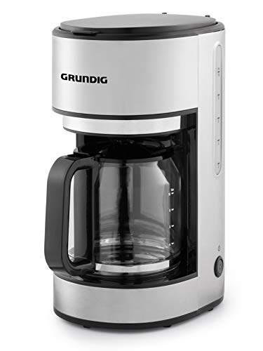 GRUNDIG KM5620 Kaffemaschine, 1000W, 10 Tassen (1,25l), 1000, Edelstahl/Schwarz