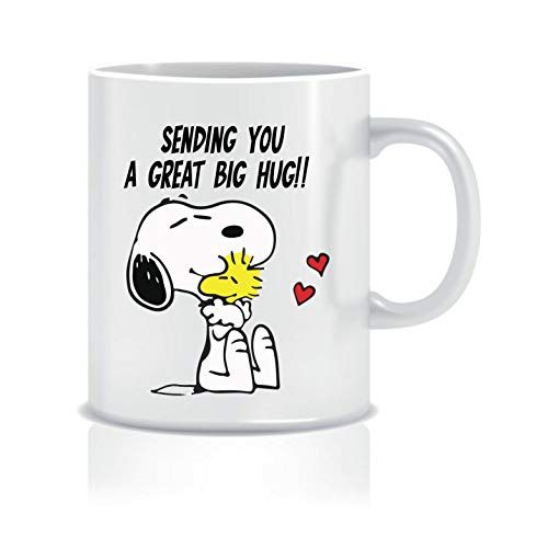 Cheeky Chops Tasse mit Peanuts – Snoopy – Sending You a Great Big Hug Neuheit Geschenk Tasse CMUG30, 4N-0DON-CS0A, Weiße Tasse mit Farbdruck