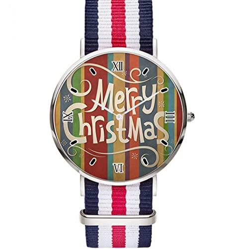 Weihnachten Altholz Hintergrund Armbanduhren Klassisches Silber Zifferblatt Edelstahl Uhren Mehrfarbig Trend Armband Analog Damen Herren Damen Uhr, silberfarben