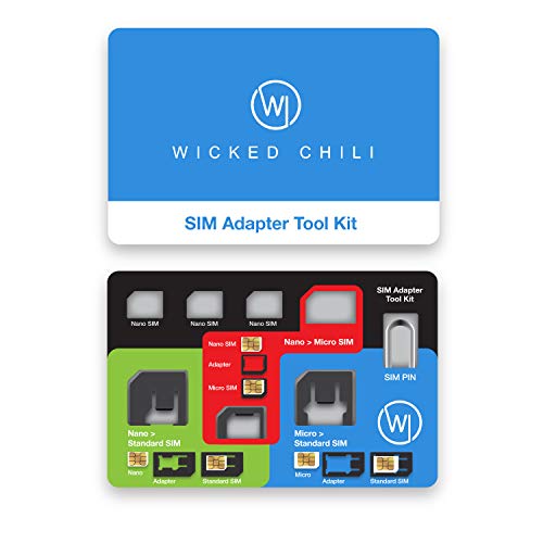 Wicked Chili 8in1 SIM Karten Adapter Aufbewahrung Set/Nano Micro Standard Karte + Simkarten Nadel für Handy, Tablet, Smartphone, Mobiler WLAN Router, LTE Reiserouter, Surfstick, Phone, Stanze