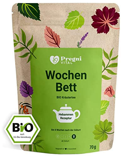🐤 PregniVital® - Wochenbett Tee - 100% BIO Rückbildungstee - mit Frauenmantel, Schafgarbe und Hirtentäschelkraut nach traditionellem Hebammen-Wissen - für spezielle Bedürfnisse nach der Geburt