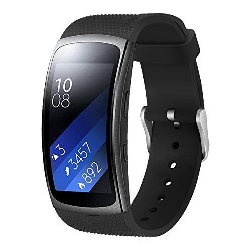 Aresh kompatibel mit Samsung Gear Fit 2 Armband & Samsung Gear Fit 2 Pro Uhrenarmband, Weiche Silikon Sport Ersatz Armband (Schwarz)