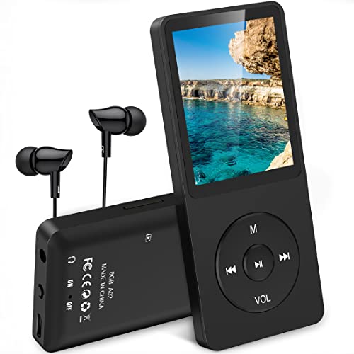 AGPTEK MP3 Player, 8GB verlustfrei MP3 mit 1,8 Zoll Bildschirm, 70 Stunden tragbare Musik Player mit Kopfhörer, FM Radio, Bilder, Aufnahmen, E-Buch, Schwarz