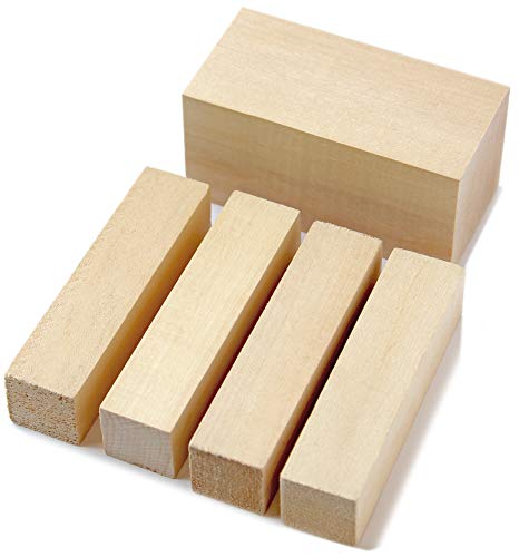 BeaverCraft Holzblöcke aus Lindenholz BW1 1 Stück - 10x5x5 cm 4 Stück – 2x2x10 cm Lindenholz zum Schnitzen für Anfänger Schnitzholz für Kinder und Erwachsene Holz zum Schnitzen Hobby Kit