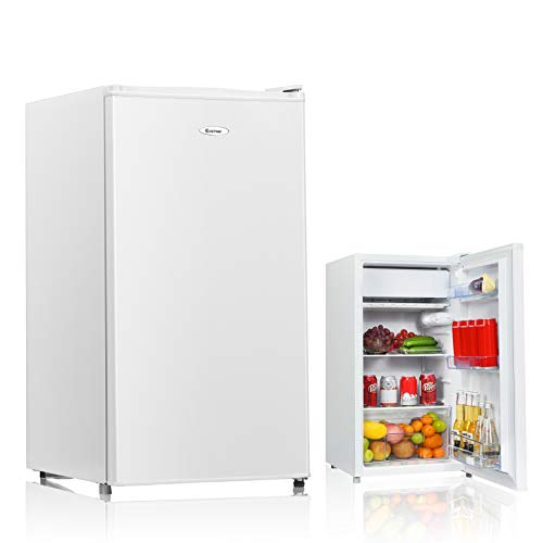 COSTWAY Kühlschrank mit Gefrierfach Standkühlschrank Gefrierschrank Kühl-Gefrier-Kombination / 91L / Weiß