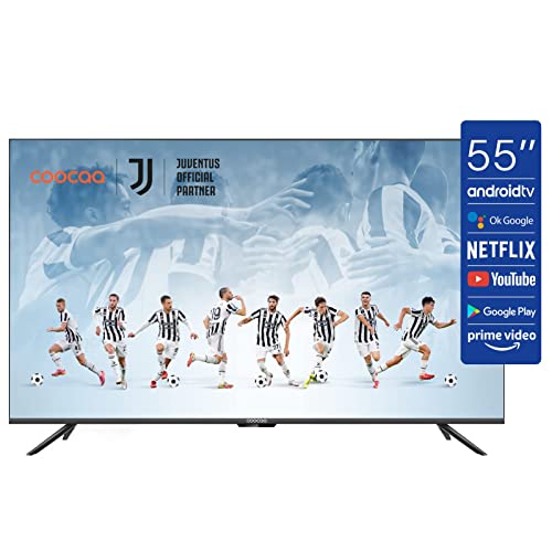coocaa 55S6G | Smart TV | Fernseher 55 Zoll | Android 10.0 | 4K UHD LED | 139 cm | rahmenloses Design | Triple Tuner | Netflix | YouTube | Prime Video | HDMI | CI-Slot | USB | Digital Audio | schwarz