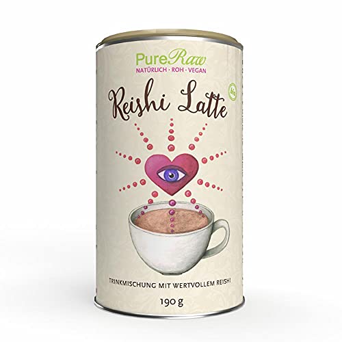 Reishi-Latte Getränkepulver (Bio Vegan Roh) Vitalpilz-Kaffeeersatz Pilzpulver Lucuma Getränk - Pilzkaffee-Ersatz Instant Koffeinfrei - Raw Organic Mushroom Powder Drink | PureRaw 1er-Pack (1x 190g)