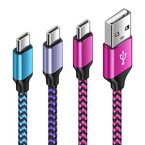USB C Kabel, AILKIN [3 Stück 1M 2M 3M] USB C Ladekabel Datenkabel Nylon Typ C Ladekabel für Samsung Galaxy Z Flip 3/Z Fold 3/A12/A21s/A41/A51/A52/S21/S20/S10/S9/S8 Plus, Huawei, Google Pixel