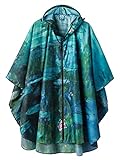 Regen Poncho Jacke Mantel für Erwachsene mit Kapuze wasserdicht mit Reißverschluss im Freien, Seerose