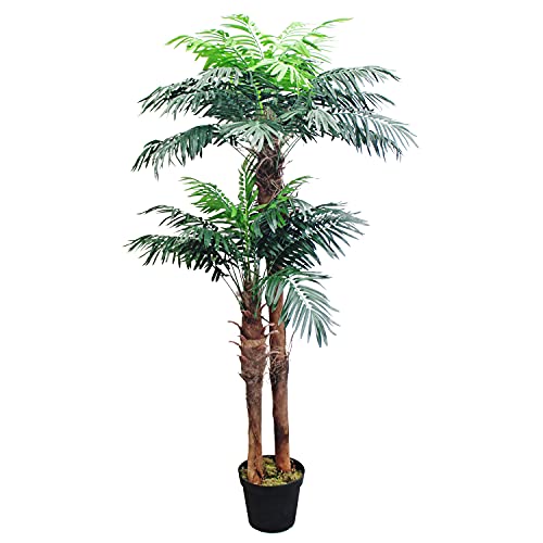 Decovego Künstliche Palme groß Kunstpalme Kunstpflanze Palme künstlich wie echt Plastikpflanze Balkon Kokospalme Königspalme Deko 170 cm hoch