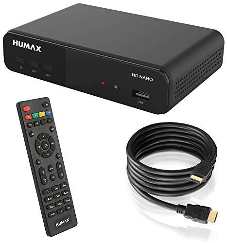 HUMAX Sat Receiver Digital HD Nano Satelliten Receiver mit vorinstallierter Senderliste inkl. HDMI Kabel und Fernbedienung, HDMI- und SCART-Anschluss, Dolby Digital-Ausgang, schwarz