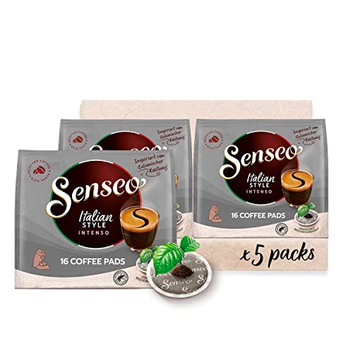 Senseo Pads Typ Italian style UTZ zertifiziert, 80 Kaffepads, 5er Pack, 5 x 16 Getränke, 560 g