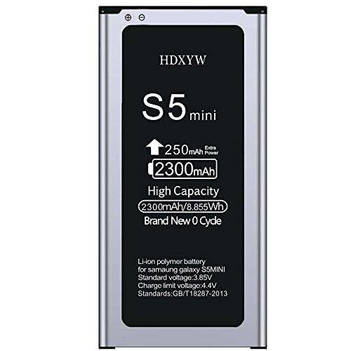HDXYW Ersatz Akku für Samsung Galaxy S5 Mini hohe Kapazität NO NFC, Verbesserte Ersatz Handy-Akku, Ersatz Hochleistungsakku Interner Akku Batterie 2300mAh
