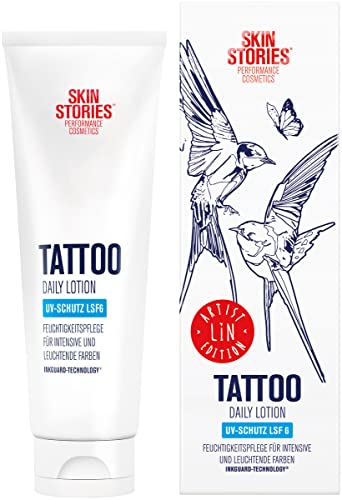 SKIN STORIES Daily Lotion Artist Edition (125 ml), feuchtigkeitsspendende Tattoo Creme, tägliche Tattoo Pflege für intensive Farben und Farberhalt