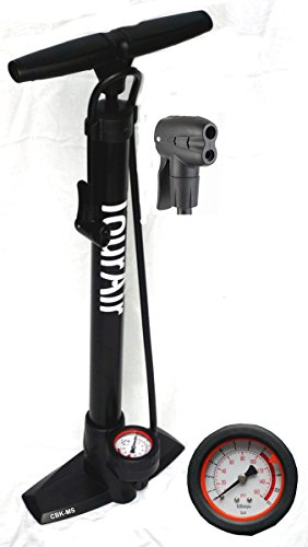 CBK-MS® Hochdruck Fahrrad Standpumpe Alu Tour-AIR mit Manometer Dualpumpenkopf (beto tek) für alle Ventile