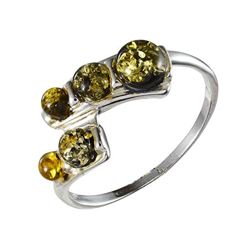 HolidayGiftShops Sterling Silber und baltisch grüner Bernstein Ring Aria Größe: 9,5