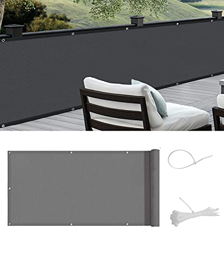 COOL AREA Balkon Sichtschutz Balkonumspannungen PES Wasserdicht wetterfester mit Kabelbinder,75x600cm, Anthrazit