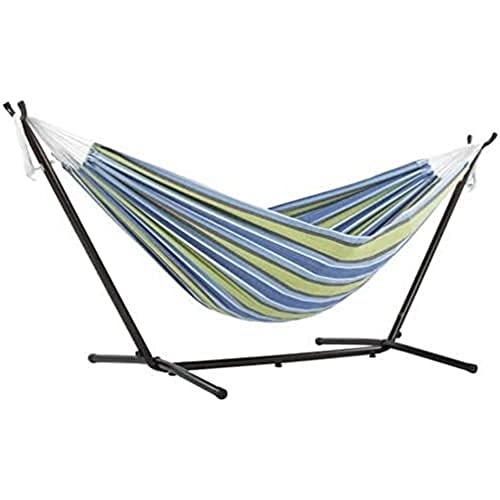 Vivere, Oasis Double Cotton Hammock with Space-Saving Steel Stand including carrying bag
