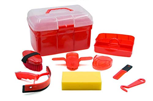 AMKA Putzbox für Kinder Putzkasten - Putzkoffer gefüllt 7 Teile (rot)